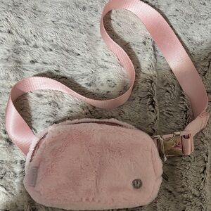 Lululemon Athletica pink fur Belt Bag